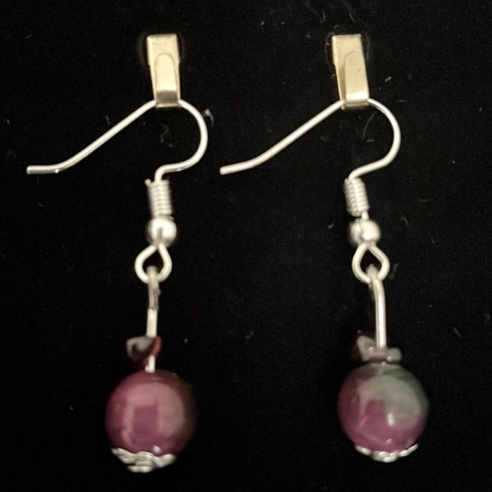 💗Dreaming in Paradise Jade Garnet Genuine Stone Earrings Fidelity Passion